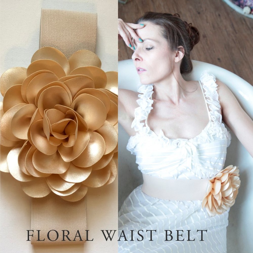 Floral Stretch-Cotton Elastic Waist Belt